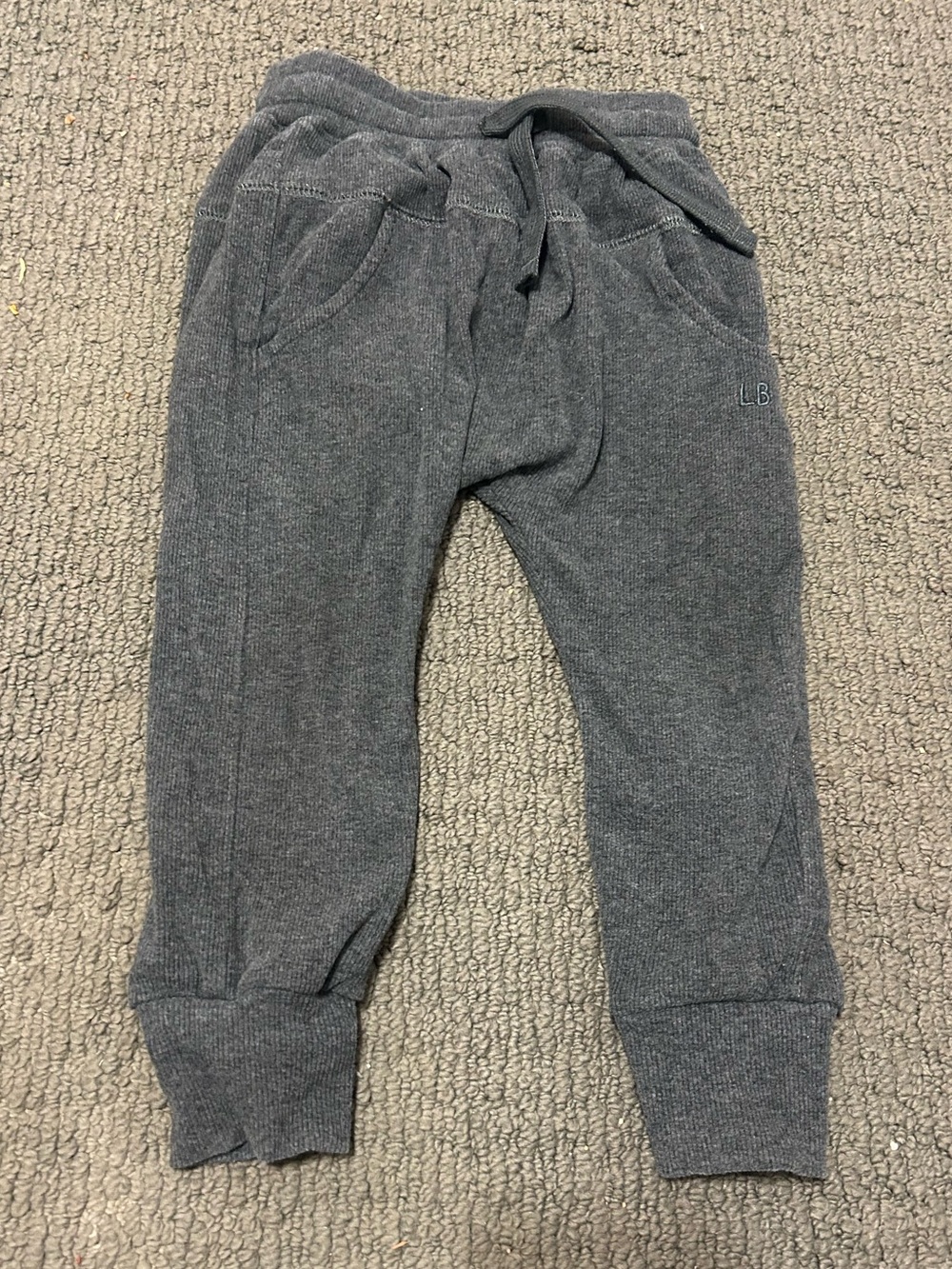 Little Bipsy Toddler Charcoal Ribbed Joggers, Size 2T-3T